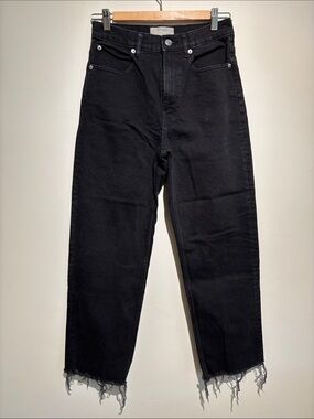 Everlane The Way-High Jean Black Raw Hem Straight Leg Size 26